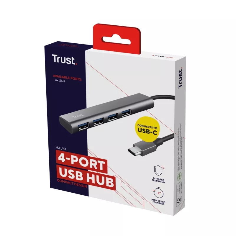 Trust Halyx USB 3.2 Gen 1 (3.1 Gen 1) Type-A 5 Mbit/s cinzento