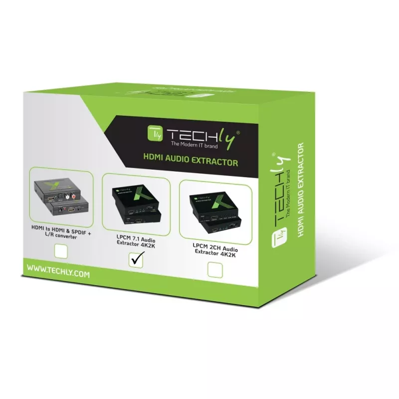 Extrator de áudio Techly 7.1 LPCM HDMI 4K UHD 3D IDATA HDMI-EA74K