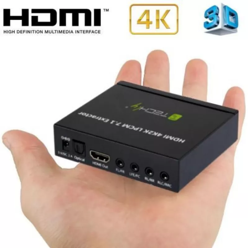 Extrator de áudio Techly 7.1 LPCM HDMI 4K UHD 3D IDATA HDMI-EA74K