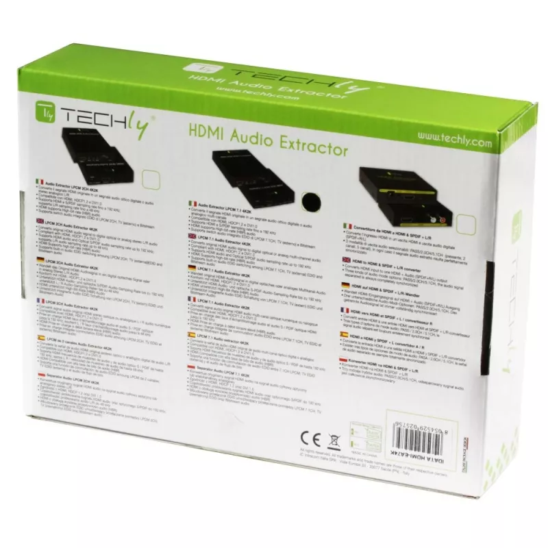 Extrator de áudio Techly 7.1 LPCM HDMI 4K UHD 3D IDATA HDMI-EA74K