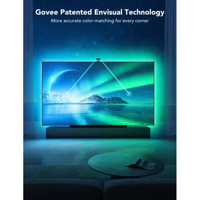 Barra de luz LED Govee Envisual TV Backlight T2 com duas câmaras para televisores de 75–85 polegadas