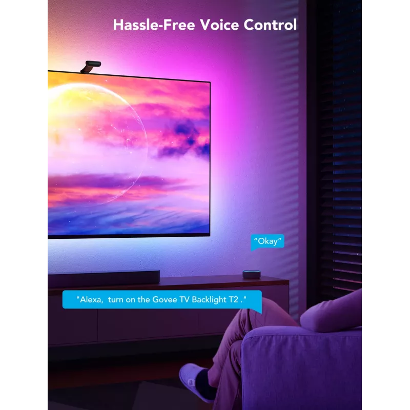 Barra de luz LED Govee Envisual TV Backlight T2 com duas câmaras para televisores de 75–85 polegadas