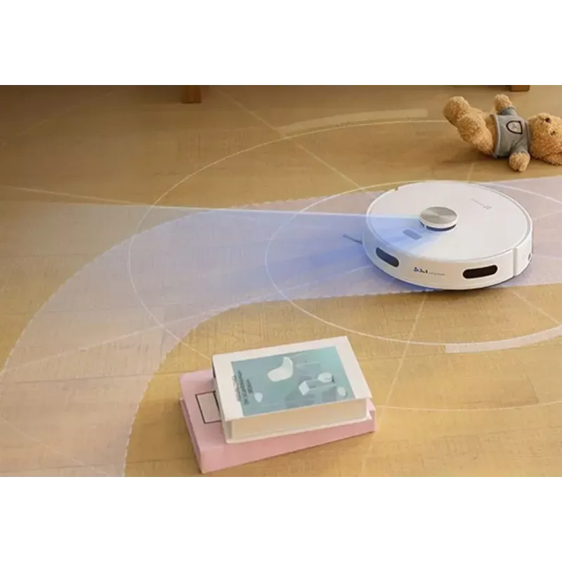 Robô aspirador EZVIZ RE5S Plus — 9000 Pa de potência de aspiração, bateria de 5200 mAh, 22 minutos de autonomia, função de lavagem, base de autossegagem