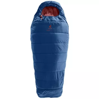 Saco-cama tipo múmia DEUTER Starlight para altura 130–170 cm, enchimento de fibra oca, verão, 910 g, com capuz, nightblue/redwood