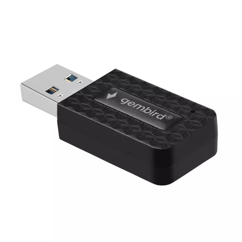 Adaptador USB Wi-Fi GEMBIRD AC1300 Dual-Band Wi-Fi 5 (RTL8812BU) 867 Mbit/s USB 3.0 antena interna preto