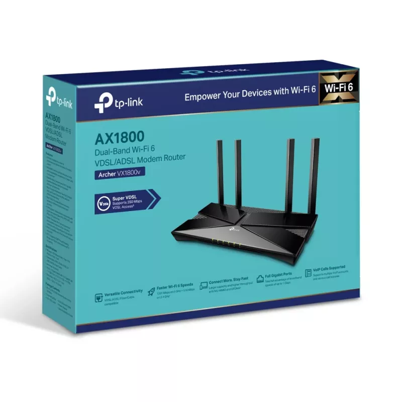 Router modem VDSL/ADSL TP-Link Archer AX1800 Dual-Band Wi-Fi 6
