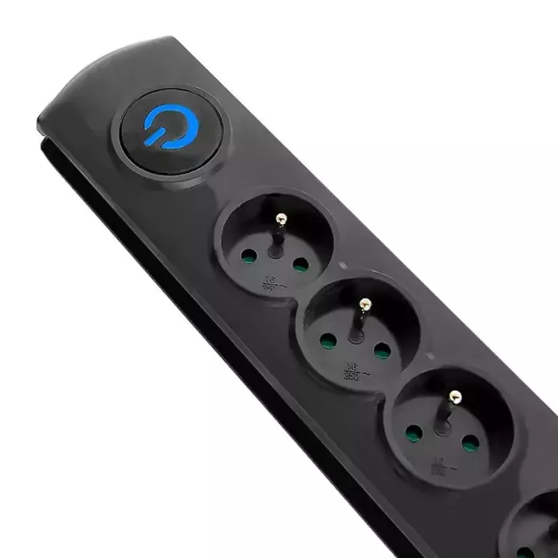 Proteção contra sobretensões QOLTEC 50104 — 4 tomadas AC, 230 V, cabo de 1,5 m, preto