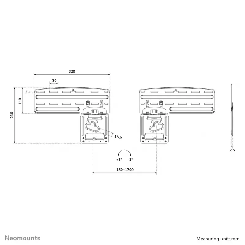Suporte de parede para TV Neomounts WL30-265BL1 43-85
