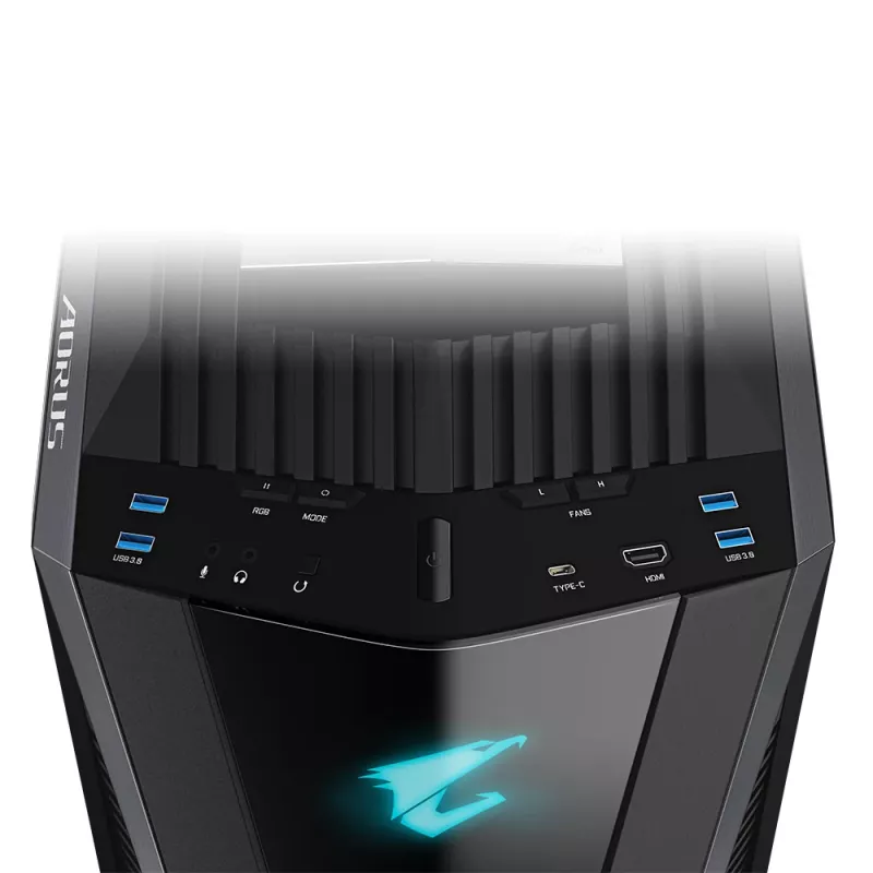 Caixa de PC GIGABYTE AORUS C700 GLASS – Full-Tower, suporta até E-ATX e radiadores de 420 mm, 5 ventoinhas de 120 mm pré-instaladas, USB 3.1 Type-C, RGB Fusion