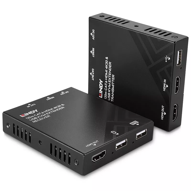 Extensor KVM Lindy 120 m Cat.6 HDMI e USB transmissor e recetor