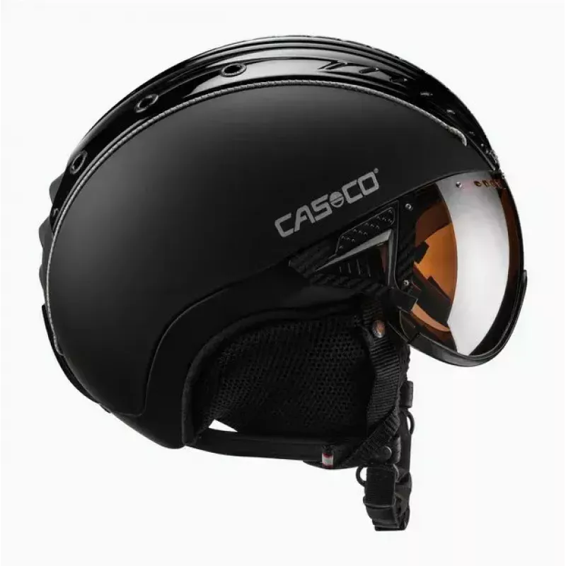 Capacete de esqui Casco SP-2 Carbonic Visor, tamanho M (55–57 cm), preto