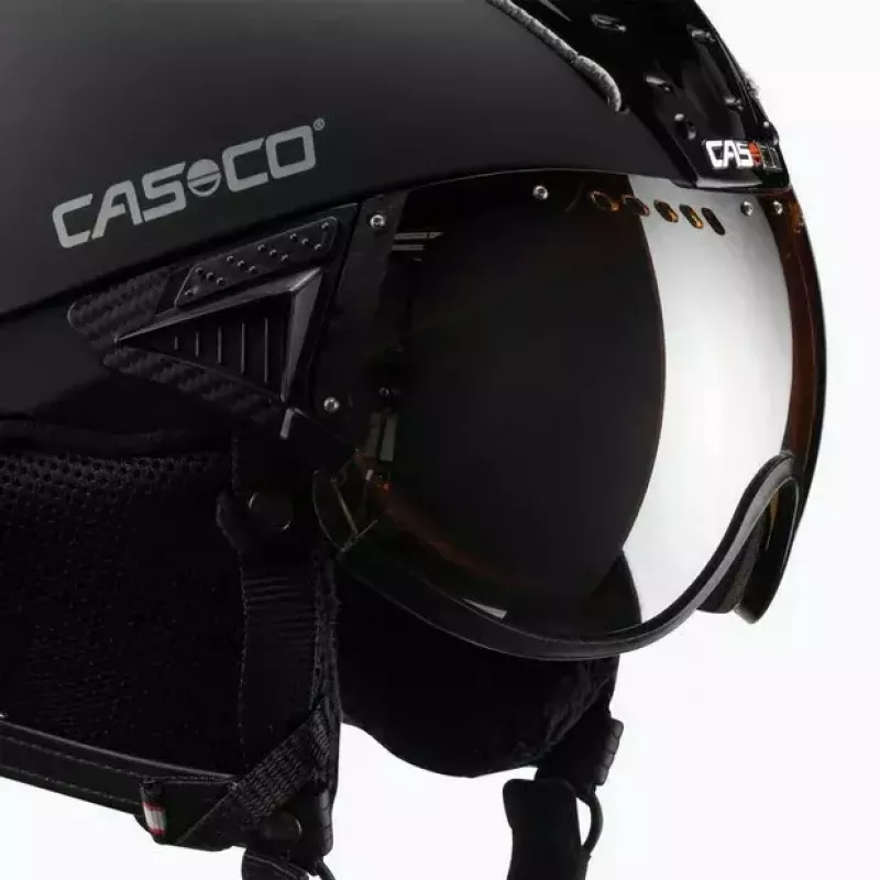 Capacete de esqui Casco SP-2 Carbonic Visor, tamanho M (55–57 cm), preto