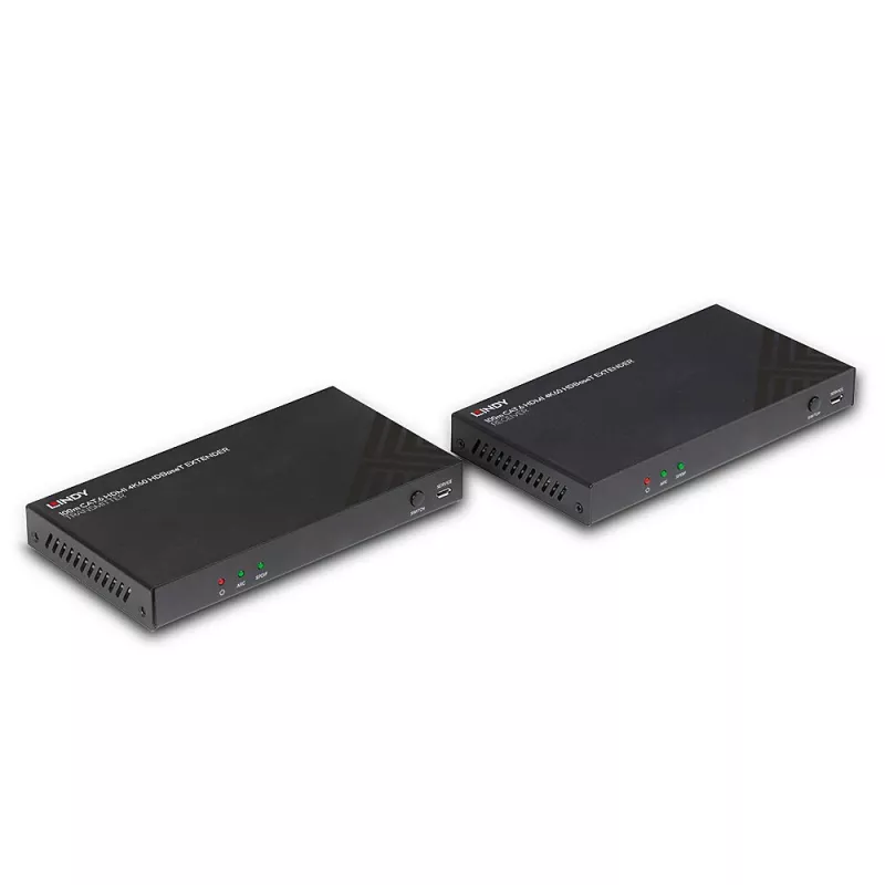 Conjunto extensor HDMI transmissor e recetor Lindy 100 m Cat.6 4K60 áudio IR RS-232