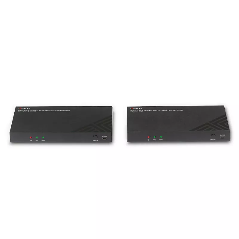 Conjunto extensor HDMI transmissor e recetor Lindy 100 m Cat.6 4K60 áudio IR RS-232