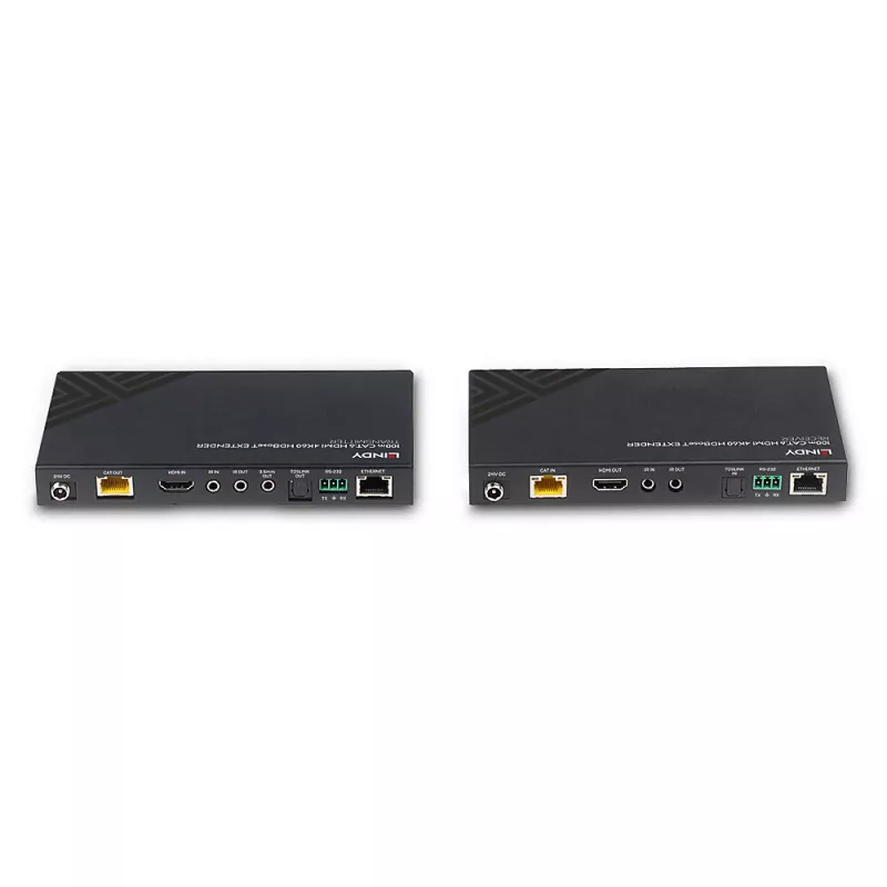 Conjunto extensor HDMI transmissor e recetor Lindy 100 m Cat.6 4K60 áudio IR RS-232