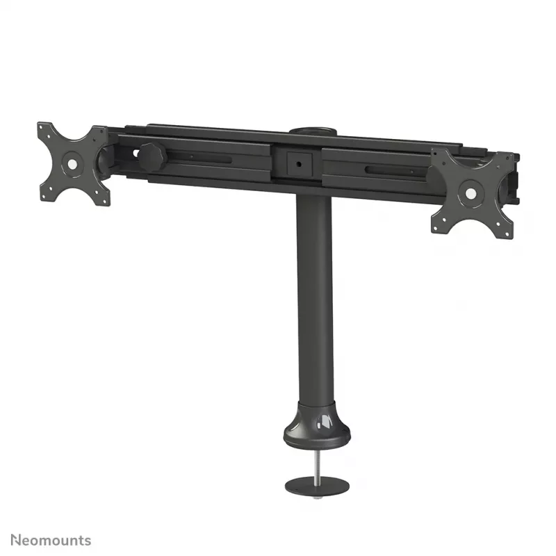 Neomounts FPMA-D700DD suporte de secretária para dois monitores, articulado, 19-30 polegadas (48,3-76,2 cm), 8 kg por ecrã, VESA 75x75-100x100, base/passa-cabos, preto