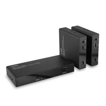 Transmissor e recetor AV Lindy 70 m Cat.6 2 portas HDMI 4K60 extensor com splitter IR