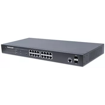 Switch Intellinet 16 portas Gigabit Ethernet PoE+ gerido via web com 2 portas SFP, compatível com IEEE 802.3at/af Power over Ethernet (PoE+/PoE), 374 W, Endspan, montagem em rack 19 polegadas