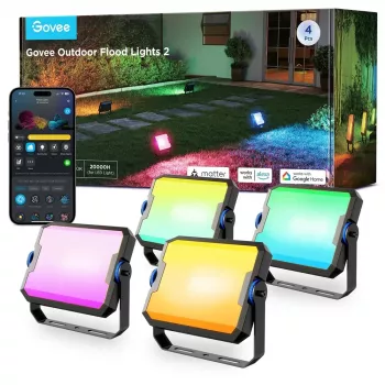 Iluminação de jardim inteligente Govee H8057 Wi‑Fi/Bluetooth, preto, 148×68,9×72,4 mm, 11 kWh/1000h