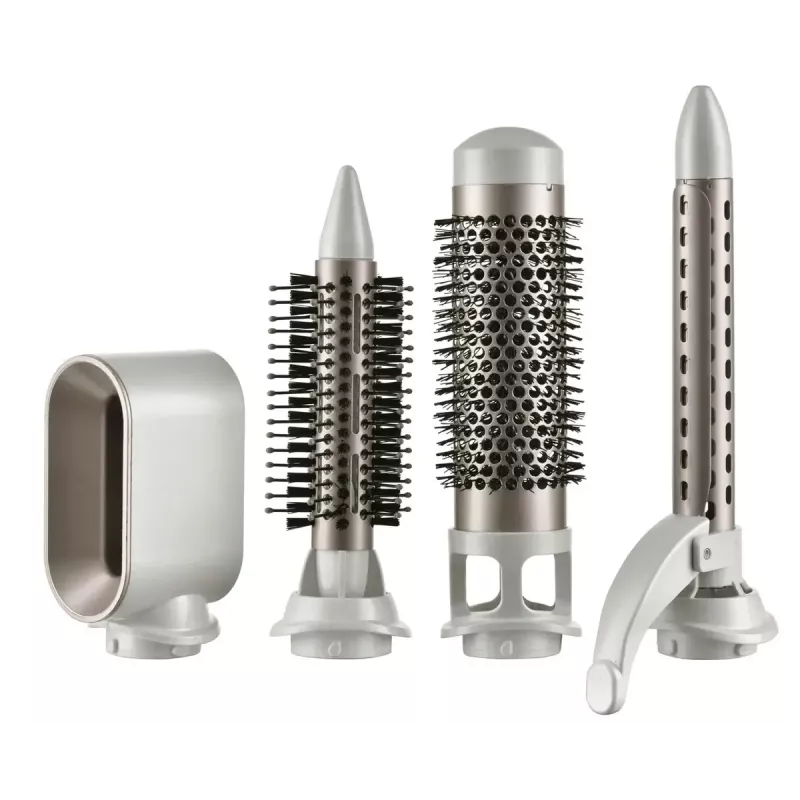 Adler AD 2027 modelador-secador de cabelo 5 em 1, 1200 W, 2 níveis de aquecimento, 5 acessórios com revestimento cerâmico, branco/champanhe