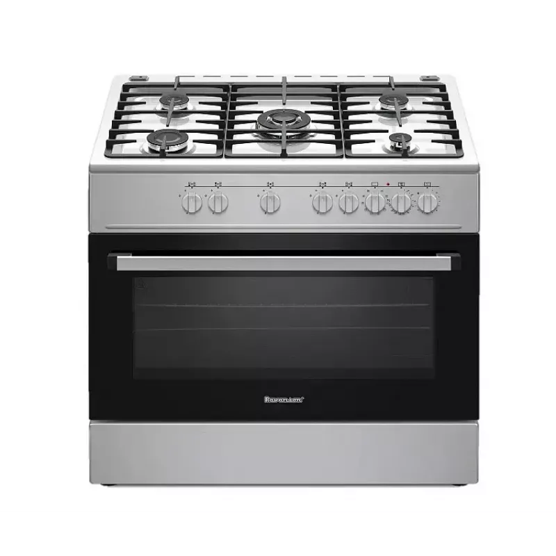 Fogão a gás e elétrico independente Ravanson KWGE-K90A Cheff, 90 cm, placa de 5 bicos (wok), forno elétrico 110 l, aço inoxidável/prateado
