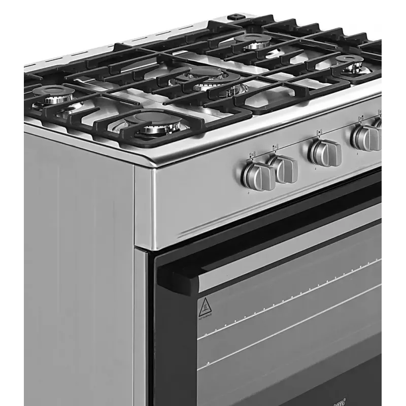 Fogão a gás e elétrico independente Ravanson KWGE-K90A Cheff, 90 cm, placa de 5 bicos (wok), forno elétrico 110 l, aço inoxidável/prateado