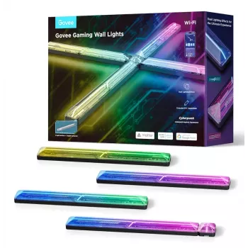 Luz de parede inteligente Govee Gaming Wall Lights (4+1) – Wi-Fi/Bluetooth, multicolor, 4 peças, 370×45×30 mm