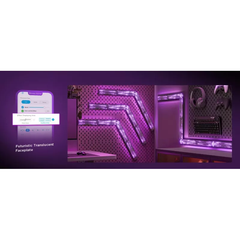 Luz de parede inteligente Govee Gaming Wall Lights (4+1) – Wi-Fi/Bluetooth, multicolor, 4 peças, 370×45×30 mm