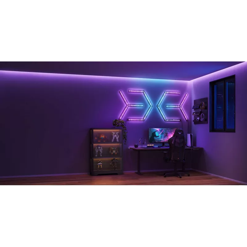 Luz de parede inteligente Govee Gaming Wall Lights (4+1) – Wi-Fi/Bluetooth, multicolor, 4 peças, 370×45×30 mm
