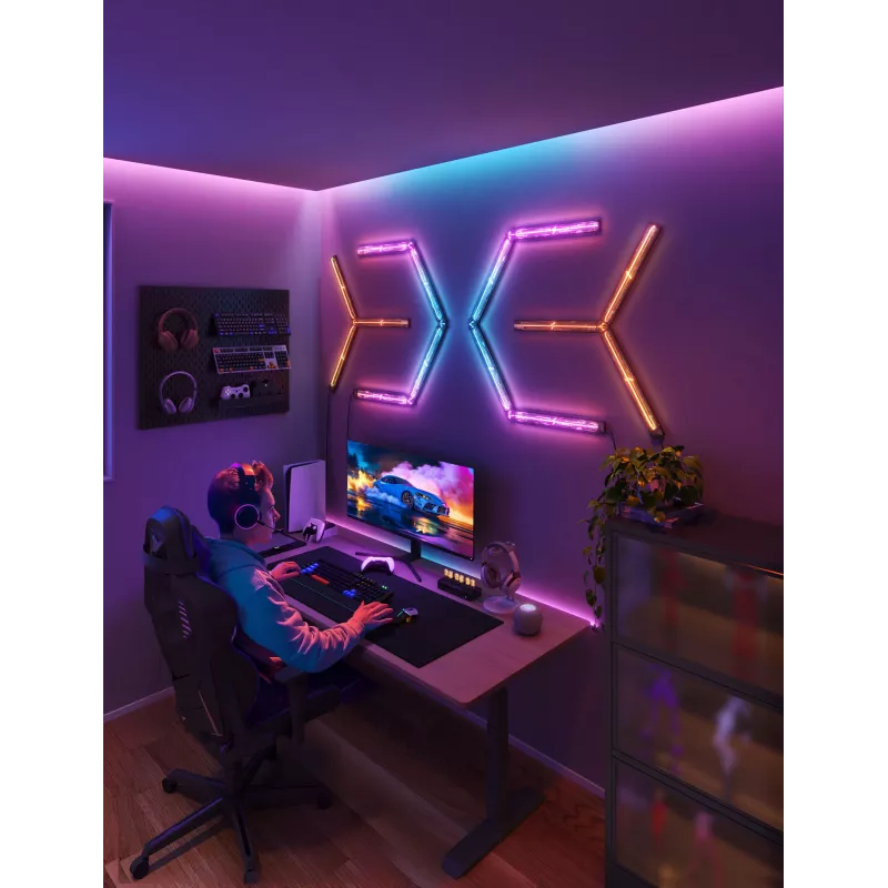 Luz de parede inteligente Govee Gaming Wall Lights (4+1) – Wi-Fi/Bluetooth, multicolor, 4 peças, 370×45×30 mm