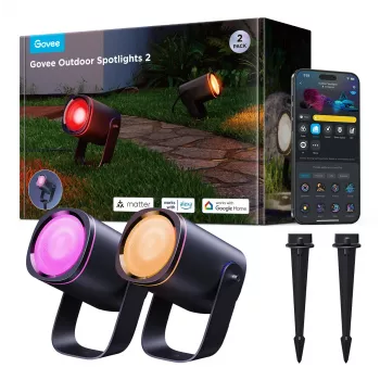 Holofote exterior Govee H7093 RGBICWW 750 lm Wi‑Fi 2,4 GHz, RGB + branco quente