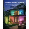 Holofote exterior Govee H7093 RGBICWW 750 lm Wi‑Fi 2,4 GHz, RGB + branco quente