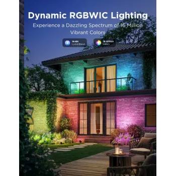 Holofote exterior Govee H7093 RGBICWW 750 lm Wi‑Fi 2,4 GHz, RGB + branco quente
