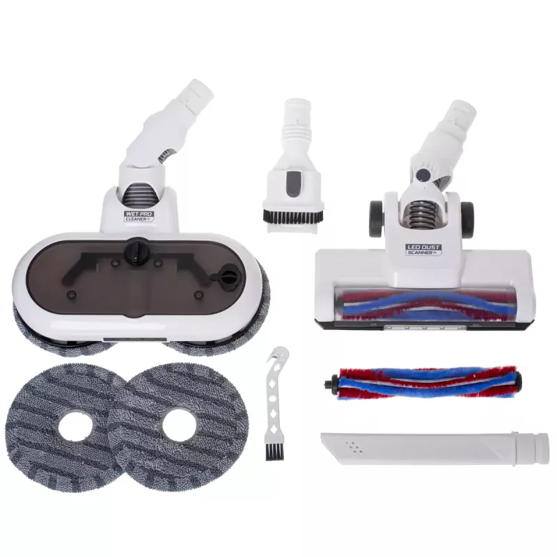 Aspirador com bateria Adler AD 7064 2em1 – 350 W máx, 13.000 Pa de sucção, bateria 2000 mAh, limpeza a seco e a húmido, 0,6 l de pó, 0,15 l de água, ecrã tátil LED, 4 modos