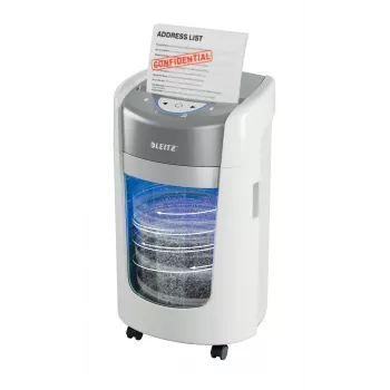 Destruidora de papel Leitz IQ OptiMax Home Office 225 corte em micropartículas nível de segurança P5 15 L – branco