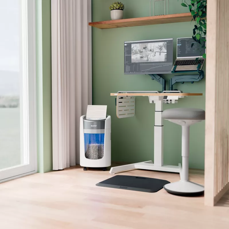 Destruidora de papel Leitz IQ OptiMax Home Office 225 corte em micropartículas nível de segurança P5 15 L – branco