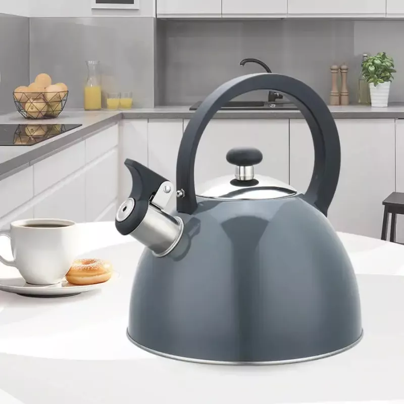 Maestro MR-1302-GREY chaleira com apito para fogão, 2,5 l, aço inoxidável, cinzento