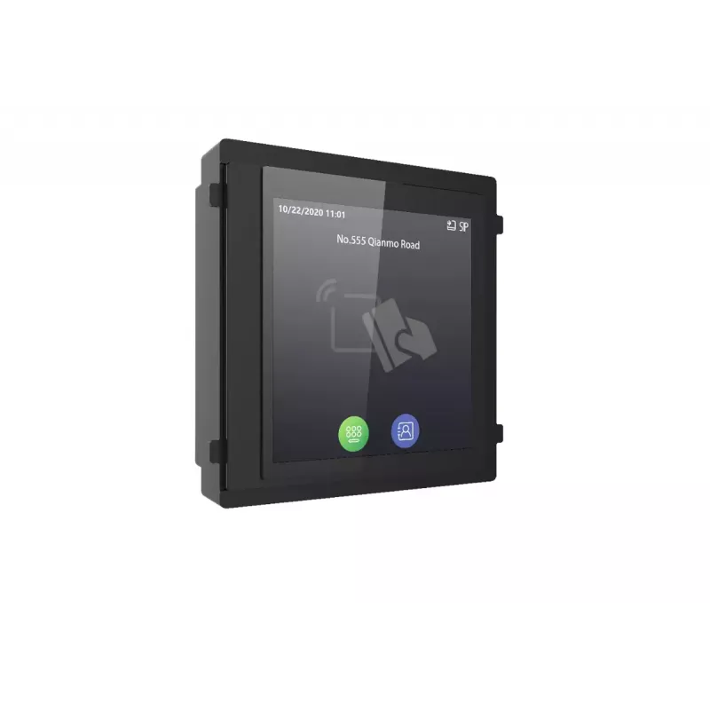 Hikvision DS-KD-TDM módulo de ecrã tátil com leitor de cartões Mifare, 480x480 IPS, para posto de porta modular KD8 Series Pro