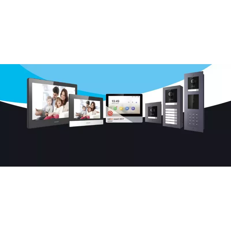 Hikvision DS-KD-TDM módulo de ecrã tátil com leitor de cartões Mifare, 480x480 IPS, para posto de porta modular KD8 Series Pro