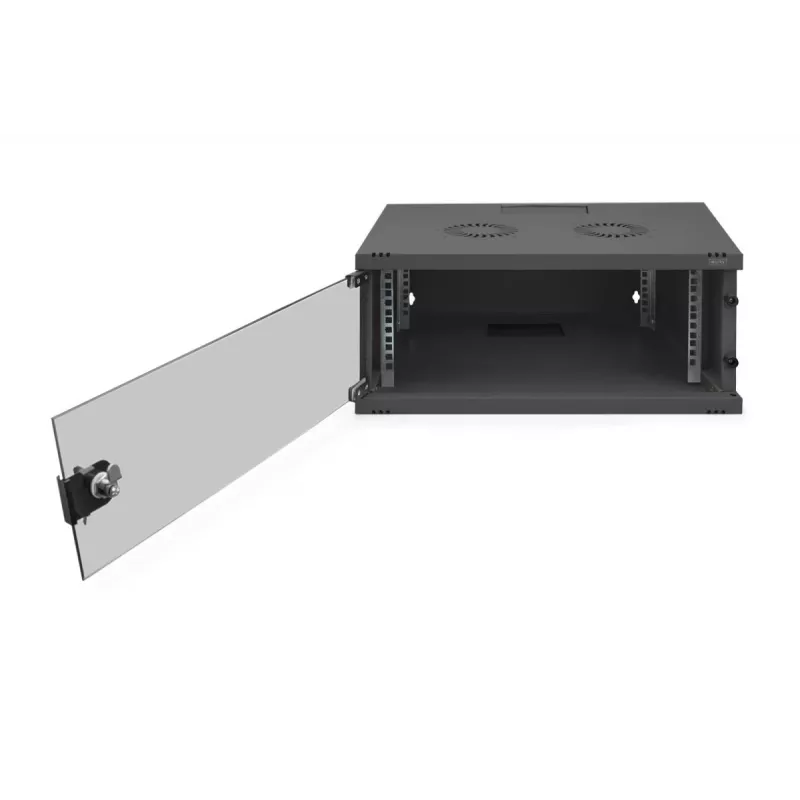 Armário de parede DIGITUS 4U SOHO não montado 241x540x400mm porta frontal em vidro preto