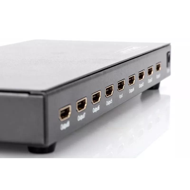 Splitter HDMI DIGITUS, 8 portas 1080p, 3D, HDMI High Speed, 2,25 GHz/225 MHz, caixa metálica, preto