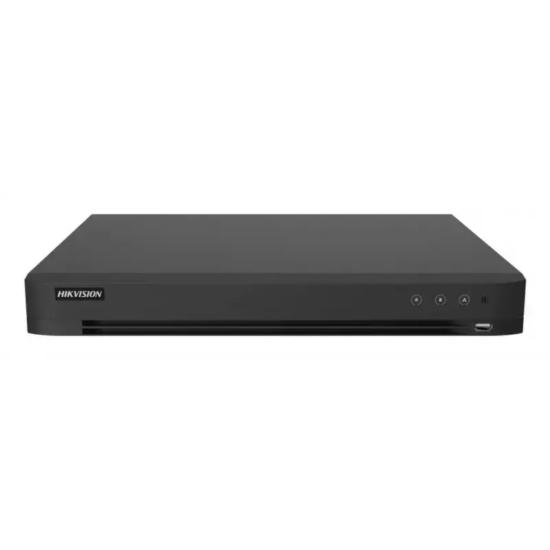 DVR Hikvision Pro Series 16 canais 5 MP 1U H.265 AcuSense — 16 entradas, 3840×2160, 12 TB, 12V DC