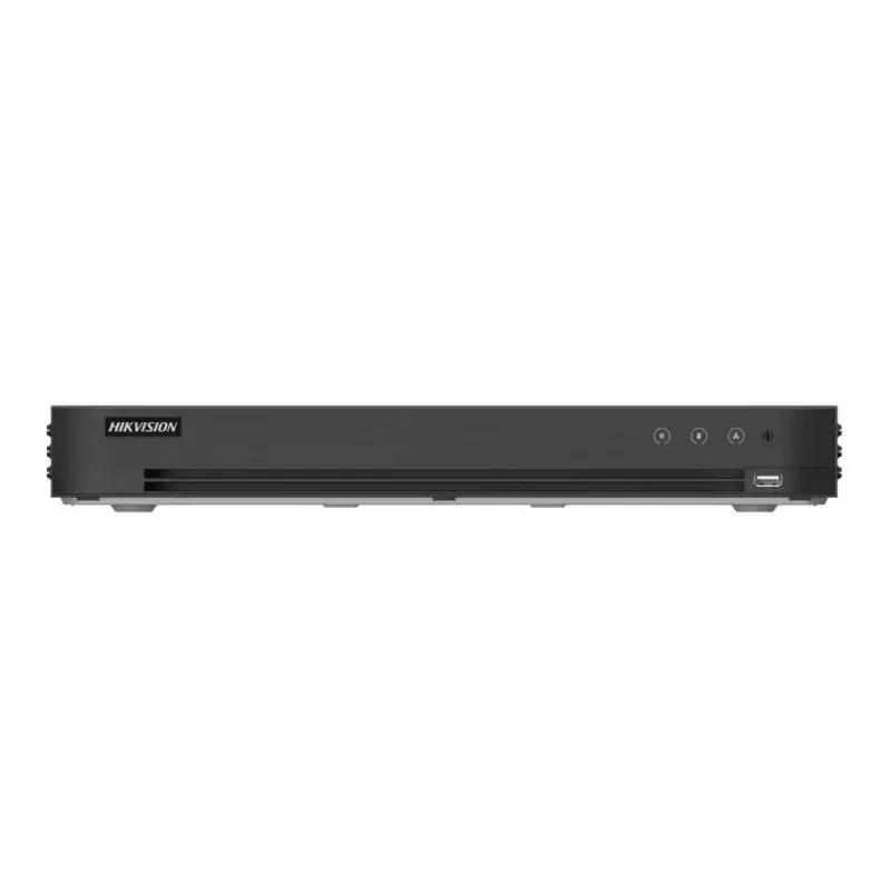 DVR Hikvision Pro Series 16 canais 5 MP 1U H.265 AcuSense — 16 entradas, 3840×2160, 12 TB, 12V DC
