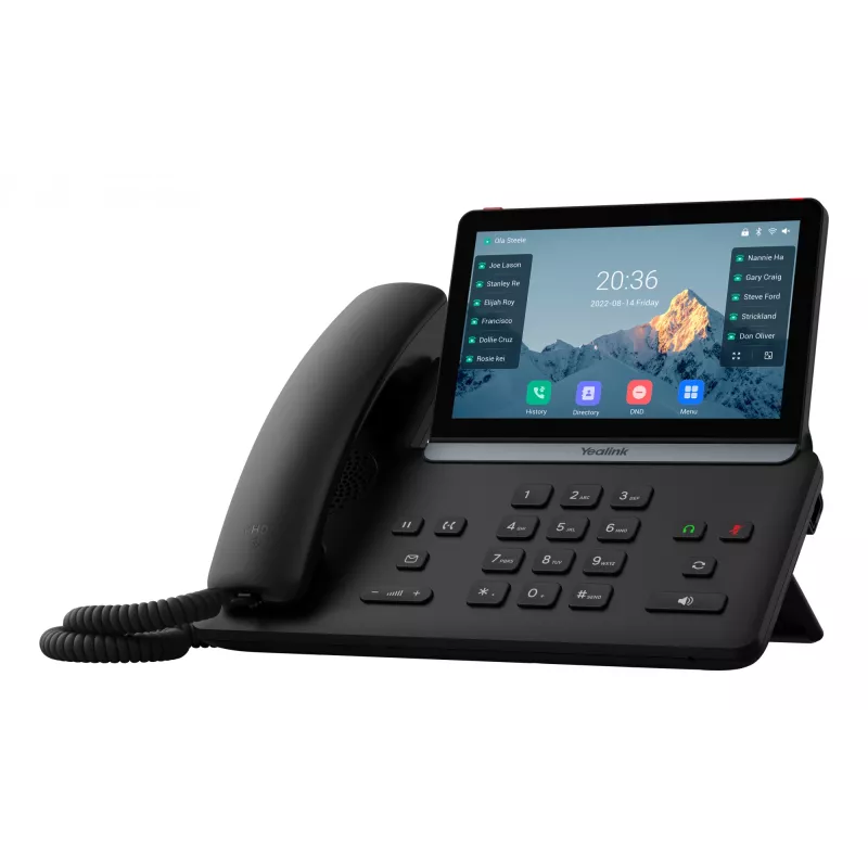 Telefone IP Yealink SIP-T87W — LCD de 7 polegadas 800×480, auscultador com e sem fios, agenda telefónica com 1000 entradas, codecs G.711/G.723/G.726/G.729