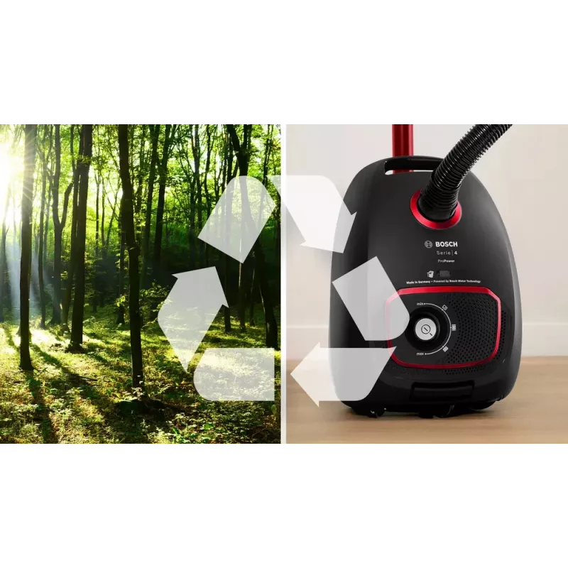 Aspirador de pó com saco Bosch Serie 4 BGB41POW1 — 850 W, saco de 4 L, HEPA13, tubo telescópico em metal