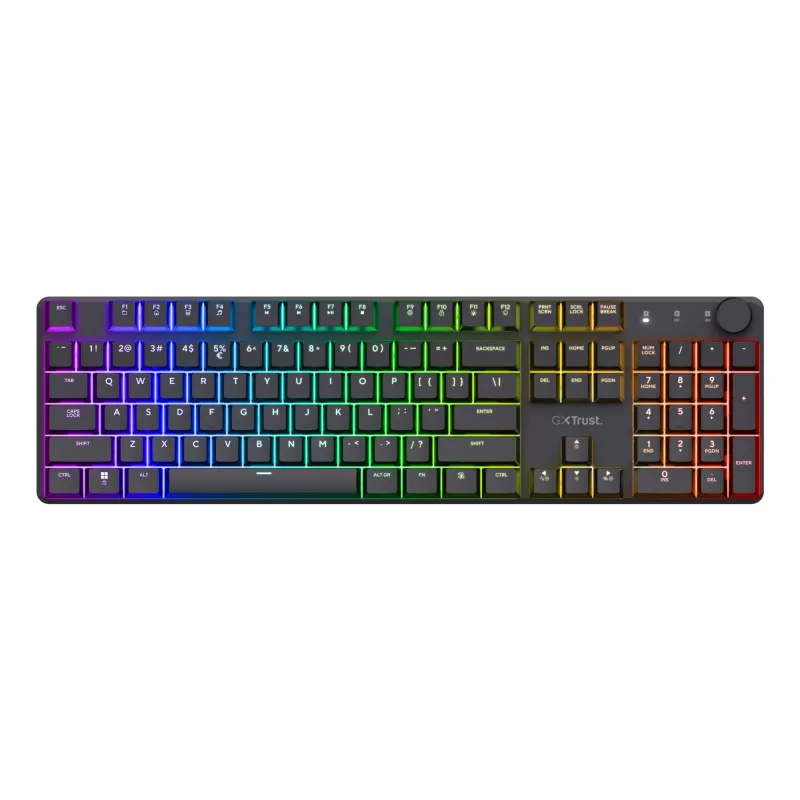 Teclado gaming Trust GXT 868 Torix USB + RF Wireless + Bluetooth QWERTY US English preto