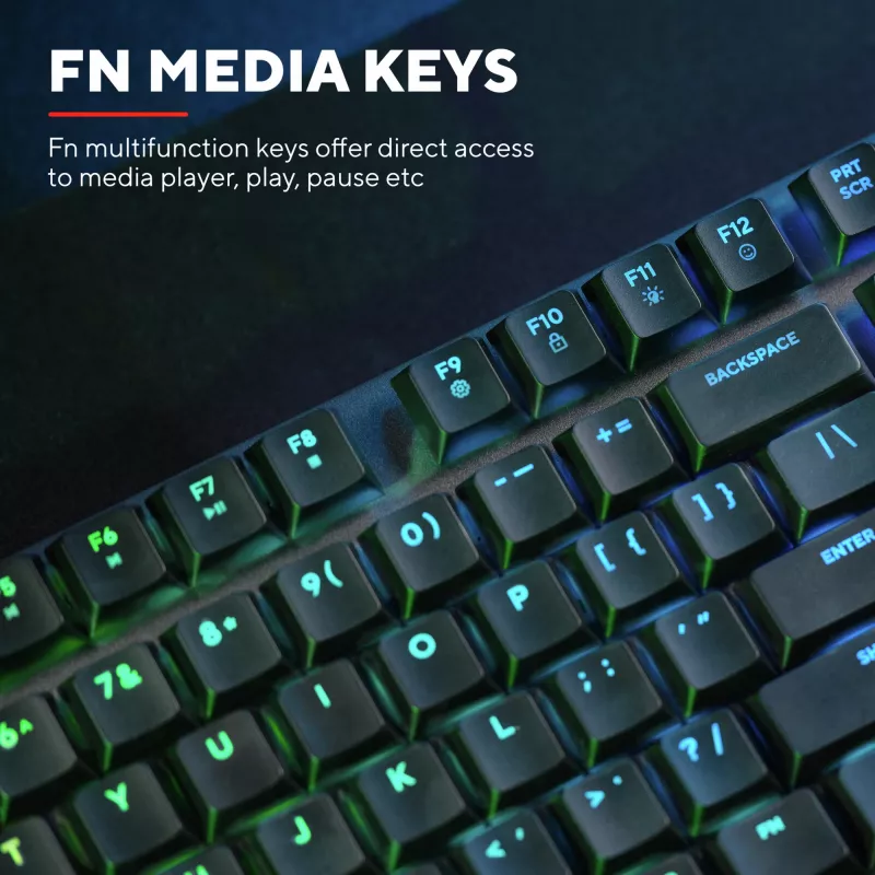 Teclado gaming Trust GXT 868 Torix USB + RF Wireless + Bluetooth QWERTY US English preto