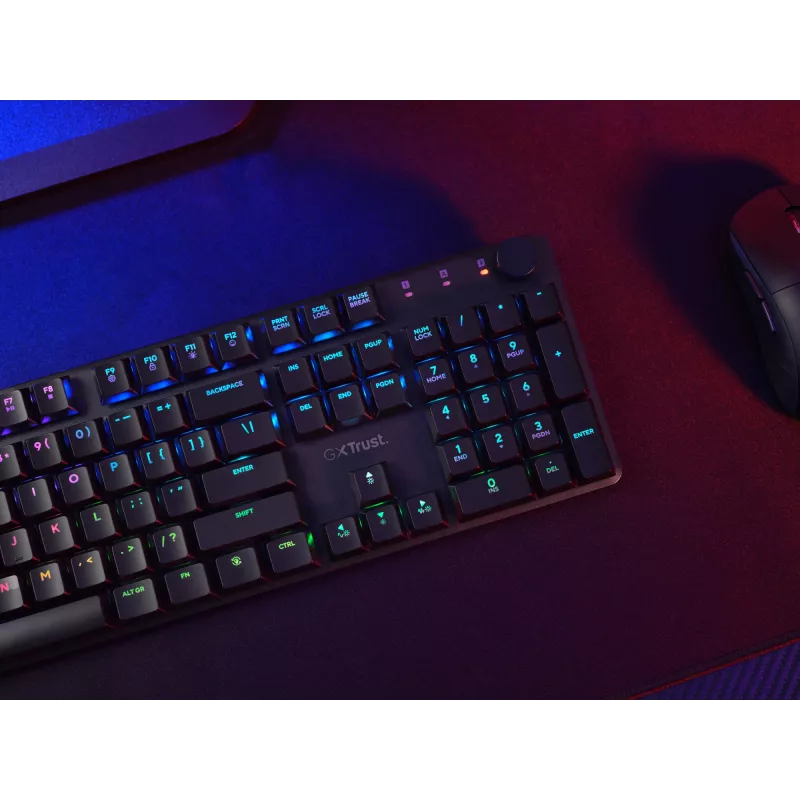 Teclado gaming Trust GXT 868 Torix USB + RF Wireless + Bluetooth QWERTY US English preto