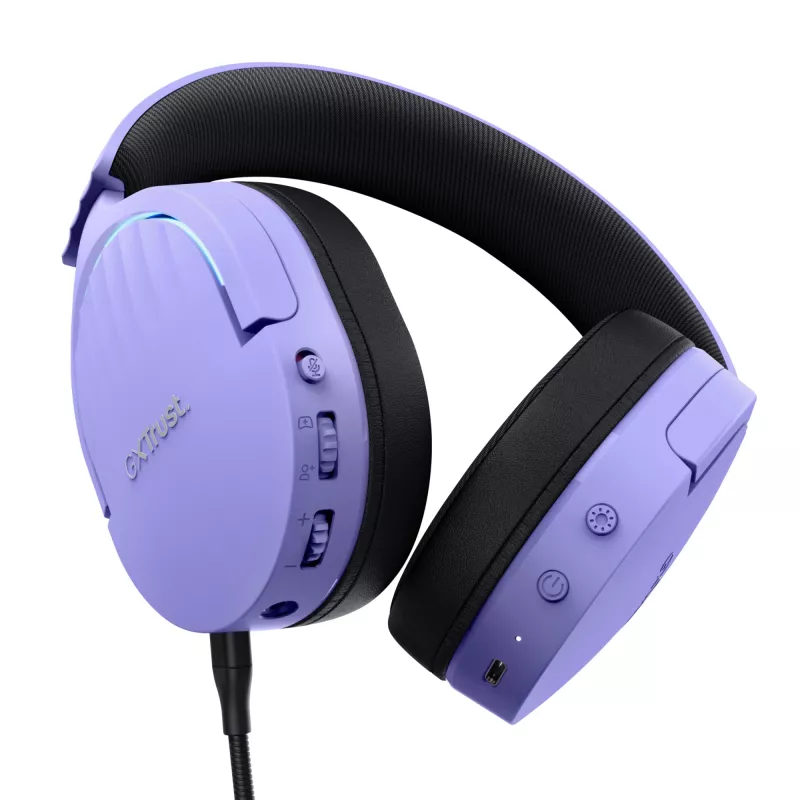 Headset Trust GXT 491P FAYZO com fios e sem fios headband gaming USB Type-A Bluetooth preto, roxo