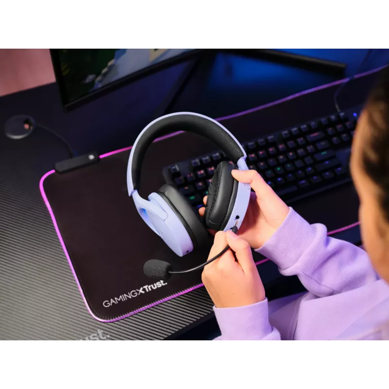 Headset Trust GXT 491P FAYZO com fios e sem fios headband gaming USB Type-A Bluetooth preto, roxo